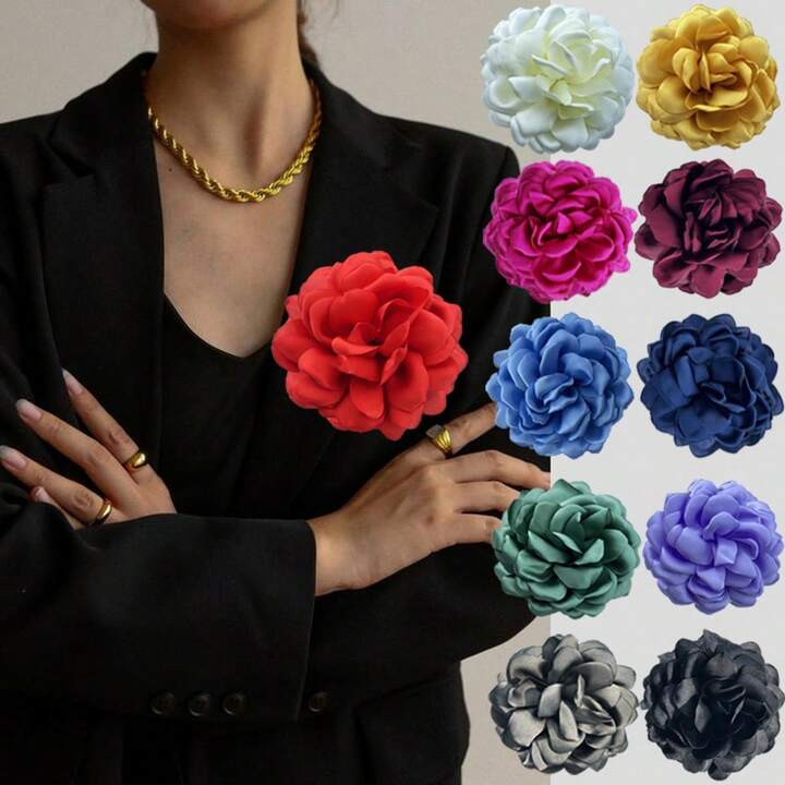 Koreaans Groot Kledingstof Roos Bloemen Broches Juwelen Doek Kunst Revers Pin Badge Overhemdkraag... | SHEIN