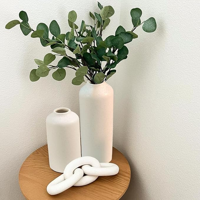 ShaKaLa 11 Inch White Ceramic Vases Set of 2, Tall Modern Flowers Vase for Living Room DéCor and... | Amazon (US)