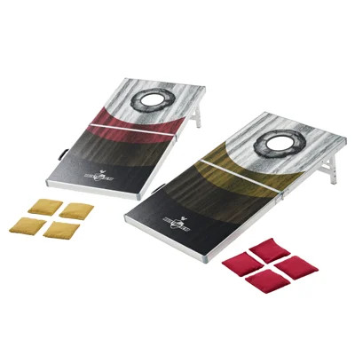 Backyard Hero 4 Ft X 2 Ft Cornhole Set With Water Resistant Boards And Aluminum Frame, 8 ACA Bean Bags, And Portable Folding Design | Wayfair North America