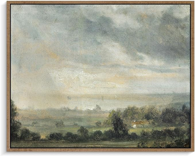 Pinetree Art Framed Classical Scenery Living Room Decor, Vintage Vast Land under The Cloudy Sky P... | Amazon (US)