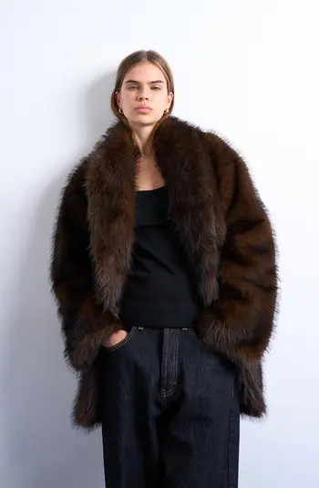 Faux Fur Shawl Collar Coat | Nordstrom