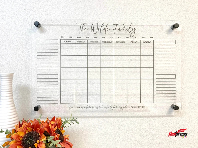 Personalized Acrylic Wall Calendar Monthly & Weekly Wall Planner Clear Dry Erase Calendar - Etsy | Etsy (US)