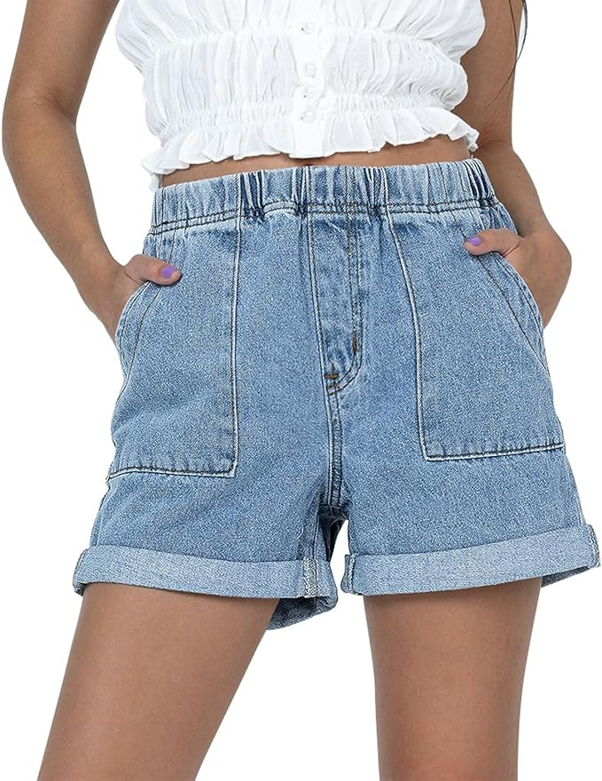 2025 Jean Shorts for Women Casual Stretchy Denim Summer Hot Short | Amazon (US)