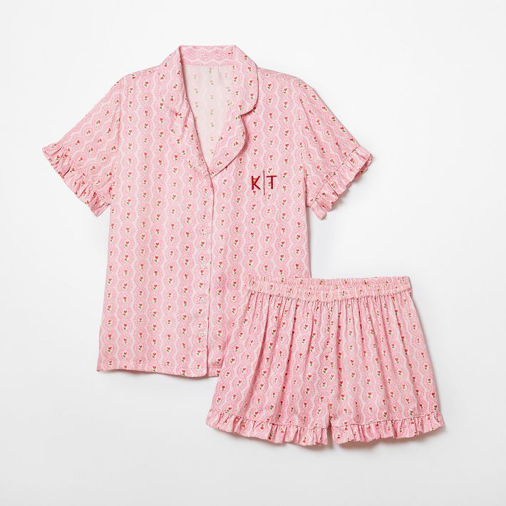 Ruffle Sateen Short Pajamas | Mark and Graham