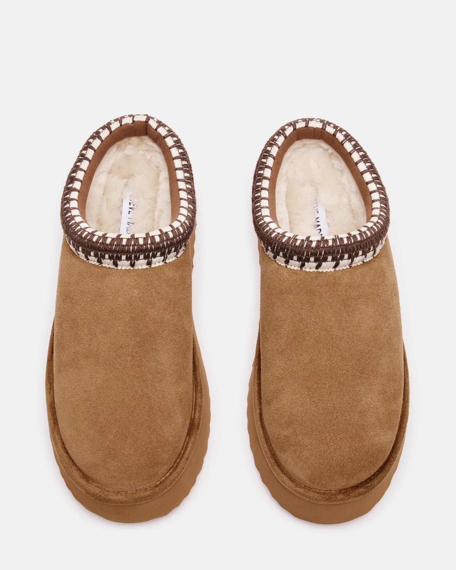 SELENA Chestnut Suede Women's Natural Slip-On Mule Flat | Steve Madden (US)