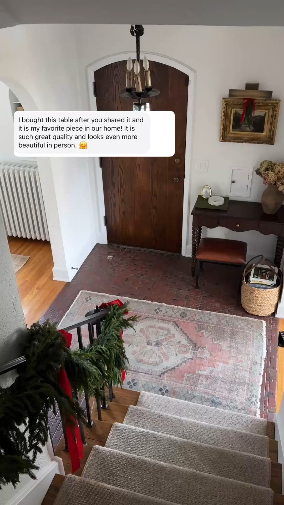 My entryway console table is on sale! I unsuccessfully searched for many years to find a second-hand table that would fit this small corner and so happy we bought this table! Looks like an heirloom piece and really is great quality. #entrywaydecor #homedecor

#LTKSaleAlert #LTKHome