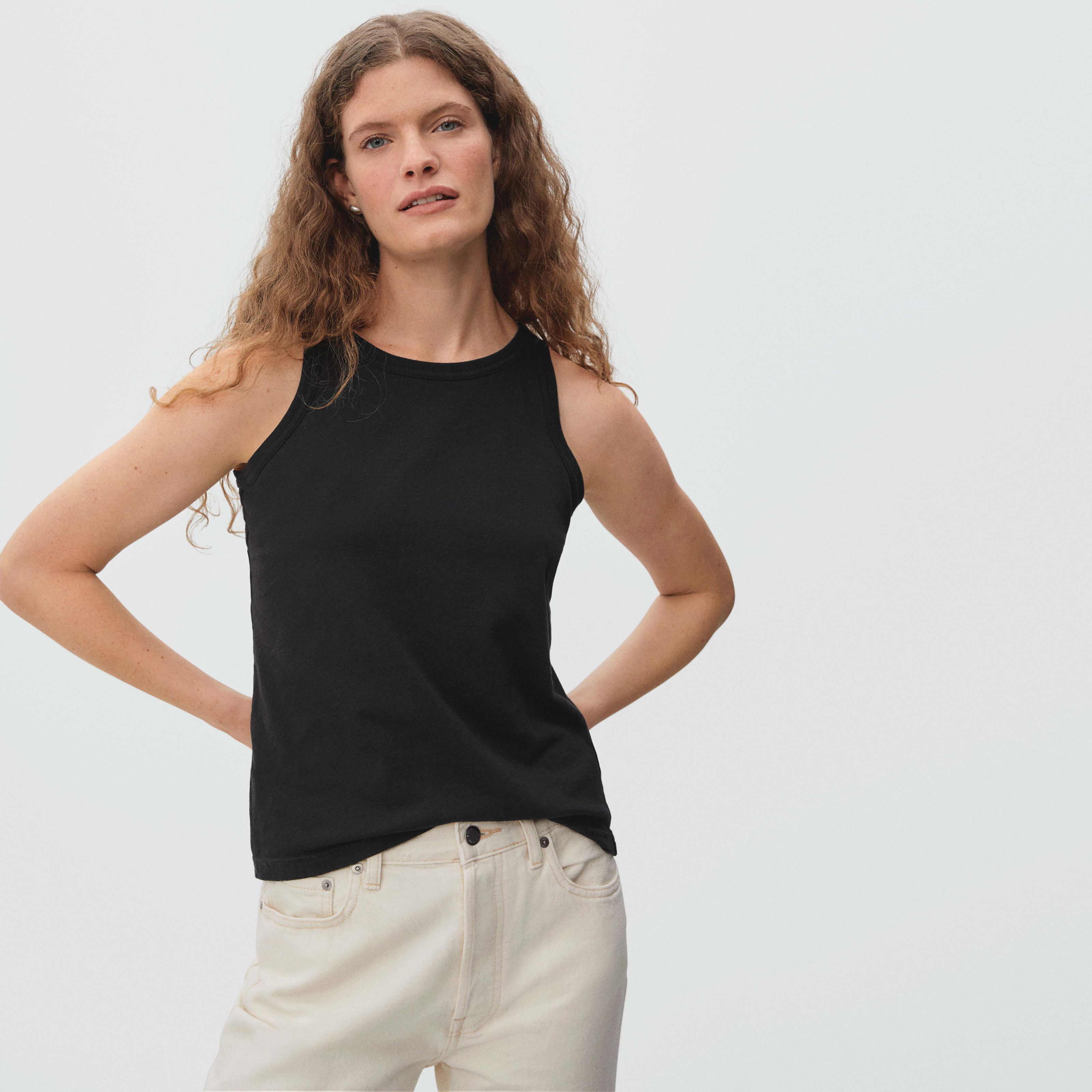 Women's Organic Cotton Cutaway Tank by Everlane in Black, Size M | Everlane