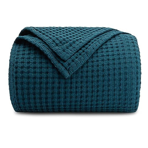 Comfy Cubs Waffle Blanket King, 108" x 90" - 100% Cotton Lightweight Breathable Bed Blanket - Soft Textured Thermal Weave for All Seasons – Decorative Cozy Layer for Couch, Sofa, or Bed - Neptune | Amazon (US)