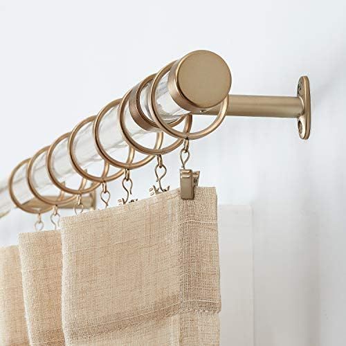 MODE Acrylic Collection Single Curtain Rod Set with Metal Endcaps - 4 ft Wide, Gold | Amazon (US)