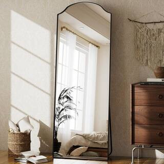 Black 24 in. W x 65 in. H Arched Modern Metal Framed Inward Bending Full Length Mirror Floor Mirr... | The Home Depot