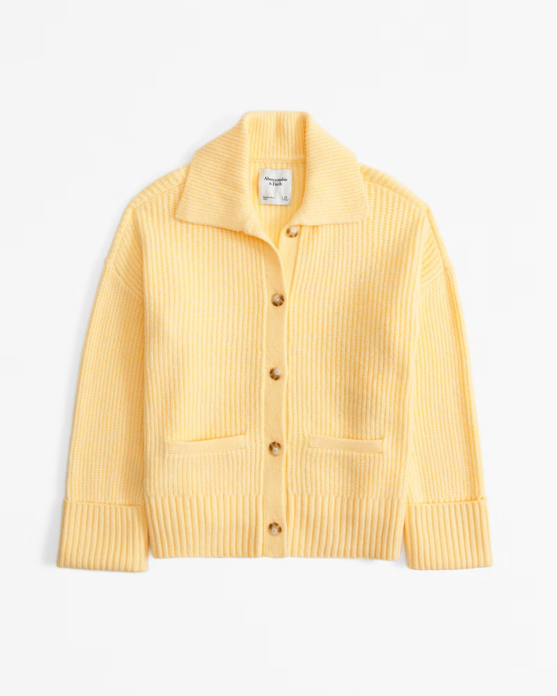 Women's Ribbed Collared Cardigan | Women's Tops | Abercrombie.com | Abercrombie & Fitch (US)