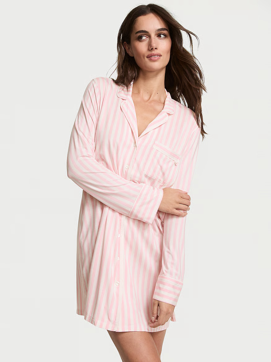 Buy Modal Soft Button-Front Sleepshirt, Pretty Blossom Stripes - Order Sleepshirts online - Victo... | Victoria's Secret (US / CA )