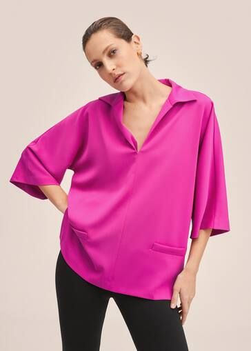 Oversize satin blouse | MANGO (US)