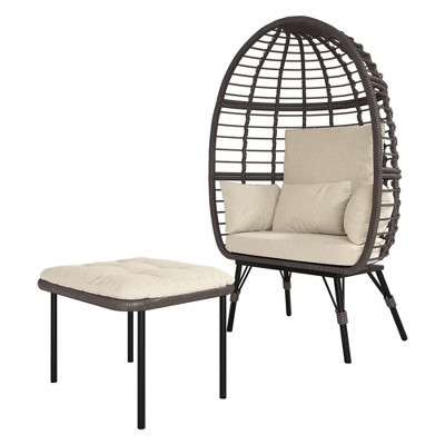 UPTIOT Wicker Outdoor Lounge Chair with Beige Cushions | Target