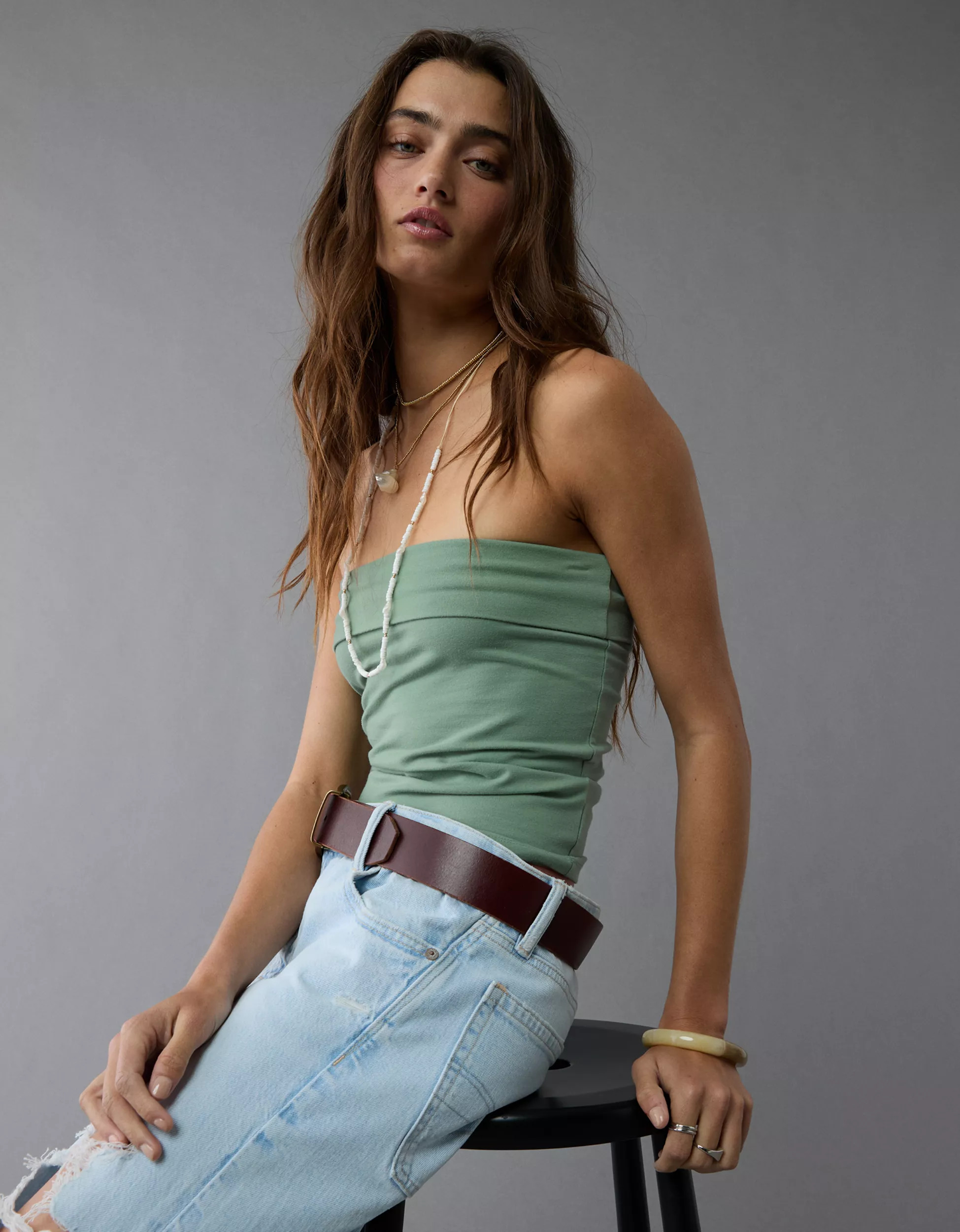 AE It Knit Foldover Tube Top | American Eagle Outfitters (US & CA)