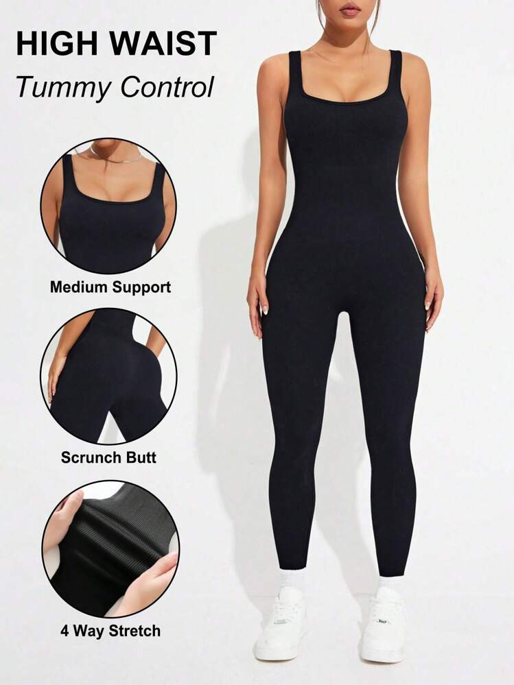 SHEIN Sport Studio Seamless High Elasticity Yoga Fitness Jumpsuit Full | SHEIN