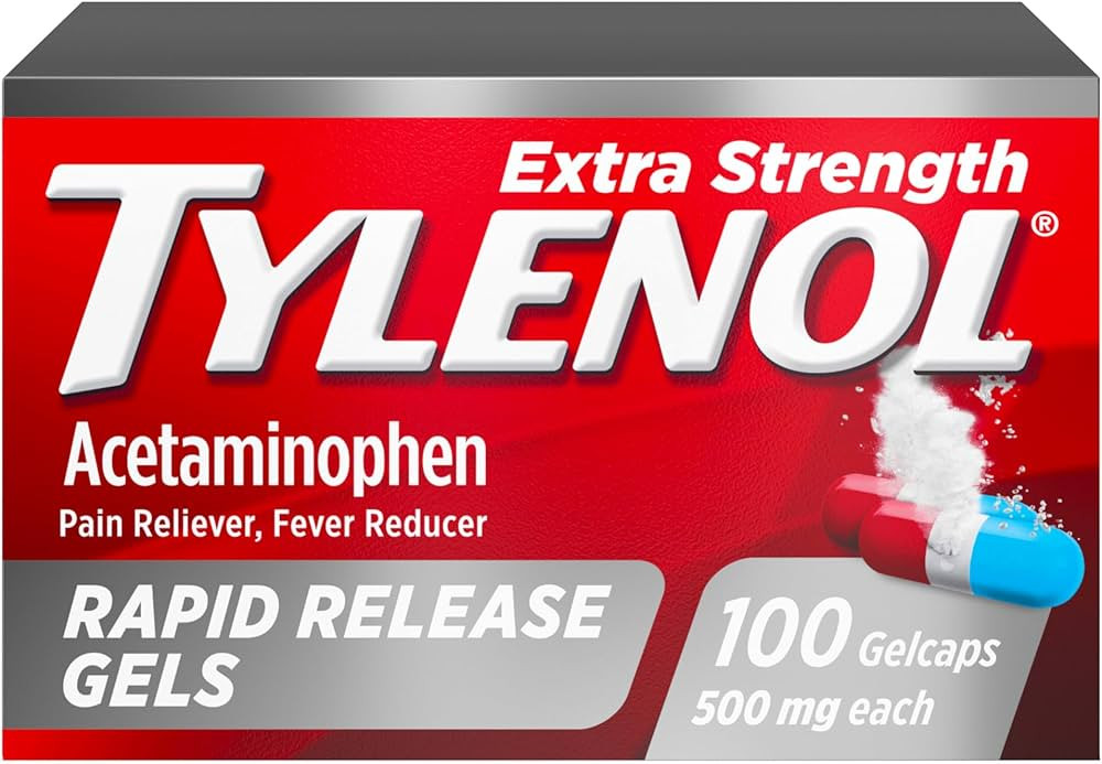 Tylenol Extra Strength Acetaminophen Rapid Release Gels, Pain Reliever & Fever Reducer, Gelcaps w... | Amazon (US)