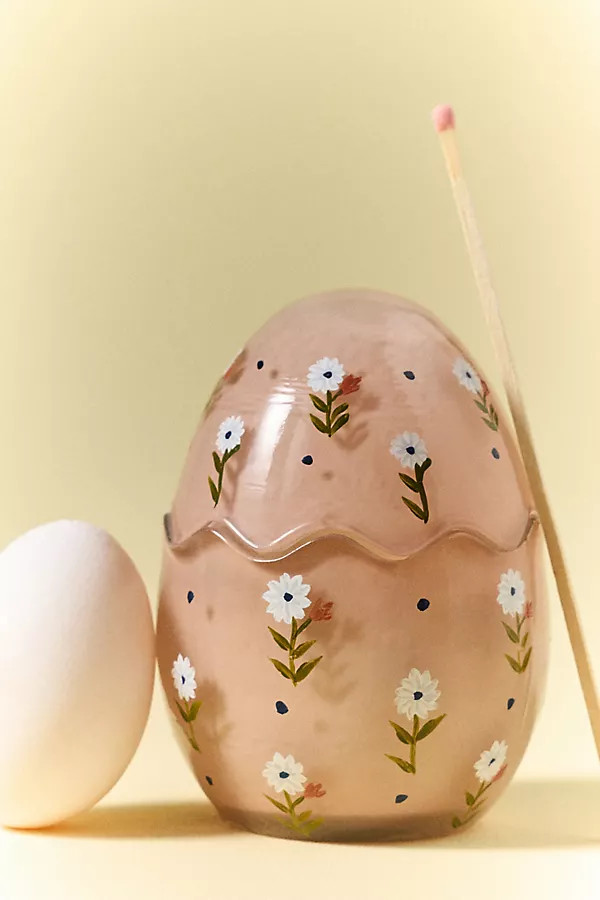 Easter Egg Floral Peony Blush Glass Candle | Anthropologie (US)
