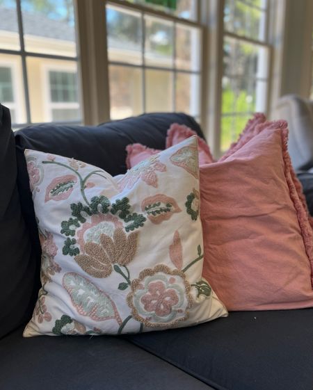 Spring pillows. Sale with coupon. Save on new home decor in time for Easter. Embroidered pillow cases in many sizes and color options  

#LTKhome #LTKsalealert #LTKSeasonal