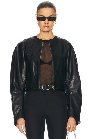 Helmut Lang Articulated Leather Jacket in Black - Black. Size L (also in ). | FWRD 