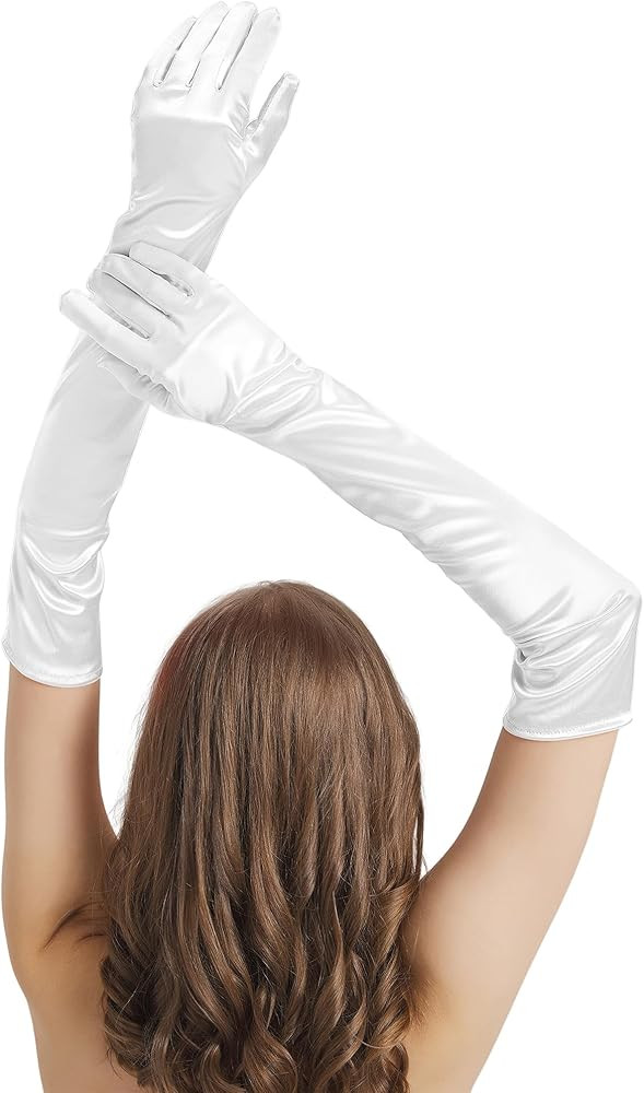 Long Satin Gloves Costume Women Elbow Lenth 21" Long Gloves Opera Halloween Cosplay 1920s Party D... | Amazon (US)