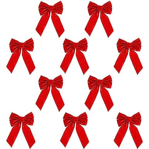 Celebrate A Holiday Red Velvet Christmas Wreath Bow, Set of 10 - Dimensions of 9" W X 13" L - Gre... | Amazon (US)