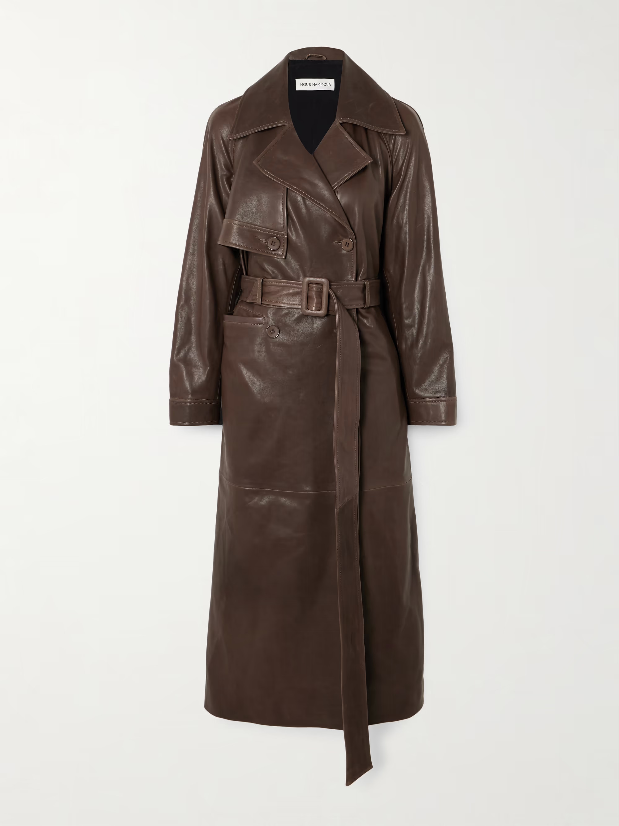 Valetta double-breasted belted leather trench coat | NET-A-PORTER (US)