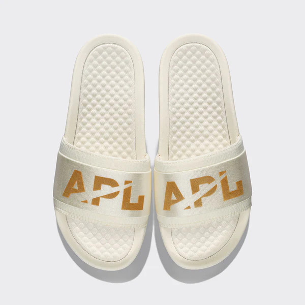 Women's TechLoom Satin Slide Ivory / Metallic Gold | APL