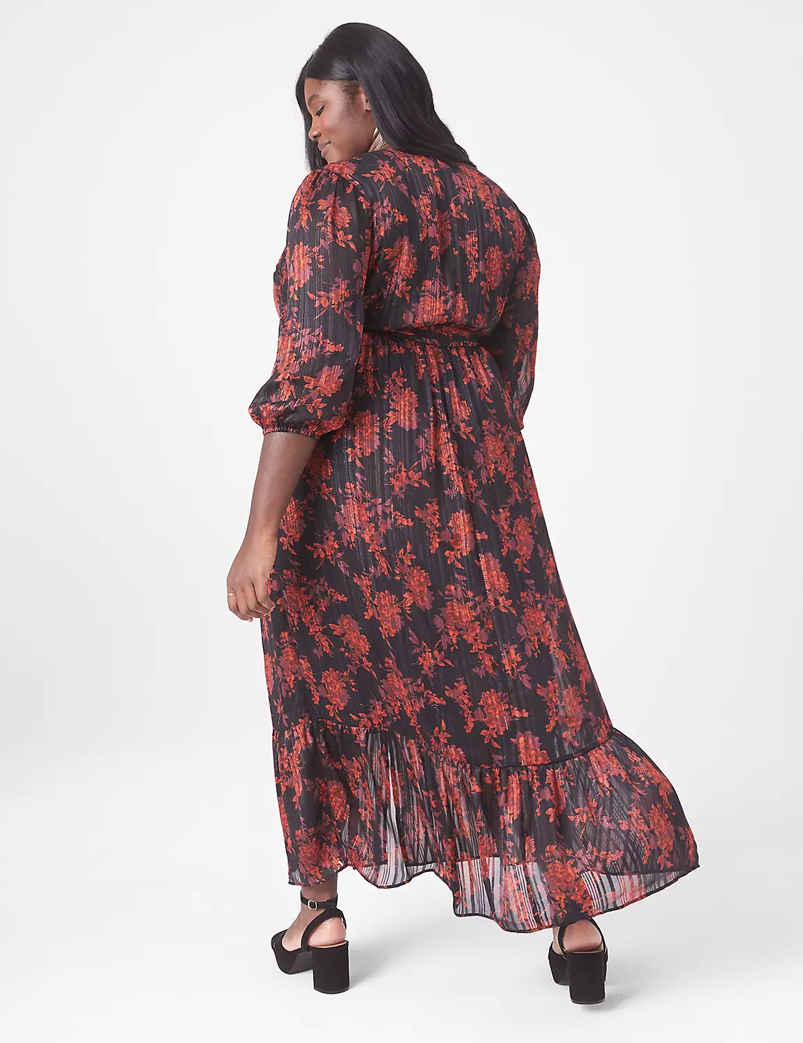 Romantic 3/4-Sleeve Button-Down Maxi Dress | LaneBryant | Lane Bryant (US)