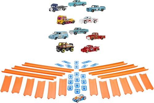 Bundle of Hot Wheels Track Builder Straight Track Set, 37 Component Parts & 1:64 Scale Toy Car (Amazon Exclusive) + Hot Wheels Set of 10 Toy Trucks in 1:64 Scale (Styles May Vary) | Amazon (US)