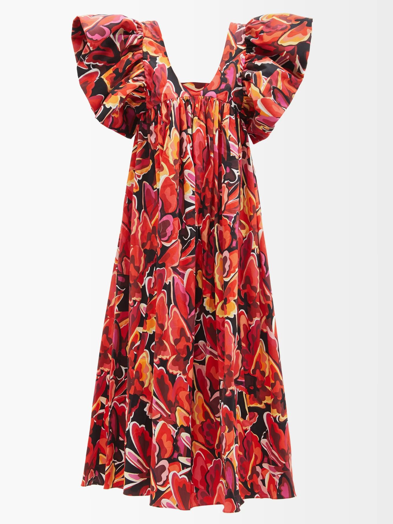 Adriana floral-print poplin midi dress | Matches (UK)