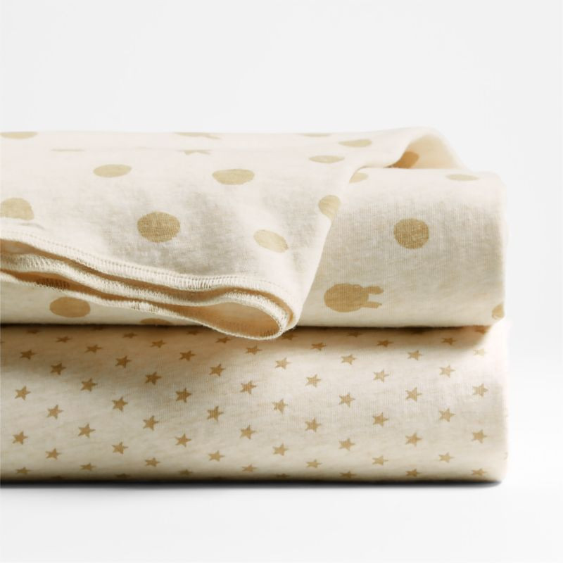 Natural Organic Cotton Heathered Jersey Baby Swaddle Blankets, Set of 2 + Reviews | Crate & Kids | Crate & Barrel