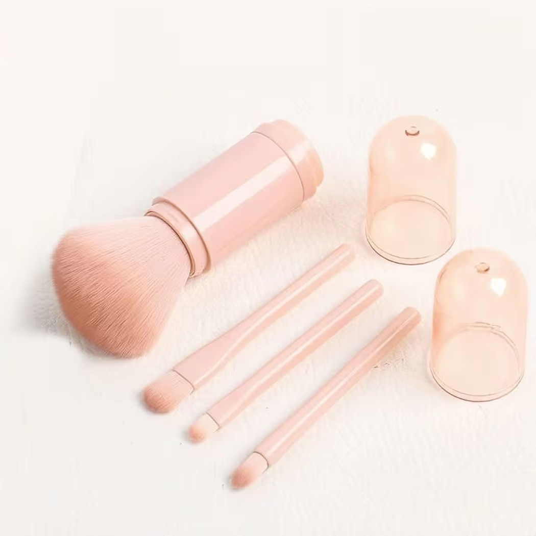 4-Piece Travel Makeup Brush Set - Synthetic Foundation & Blush Brushes with 4-in-1 Carry Case for... | Amazon (US)