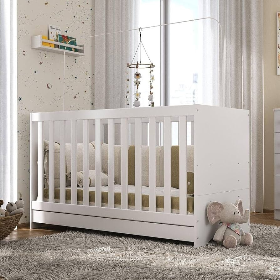 Berço 3 em 1 vira cama com Colchão Incluso Elza Multimóveis Branco | Amazon (BR)