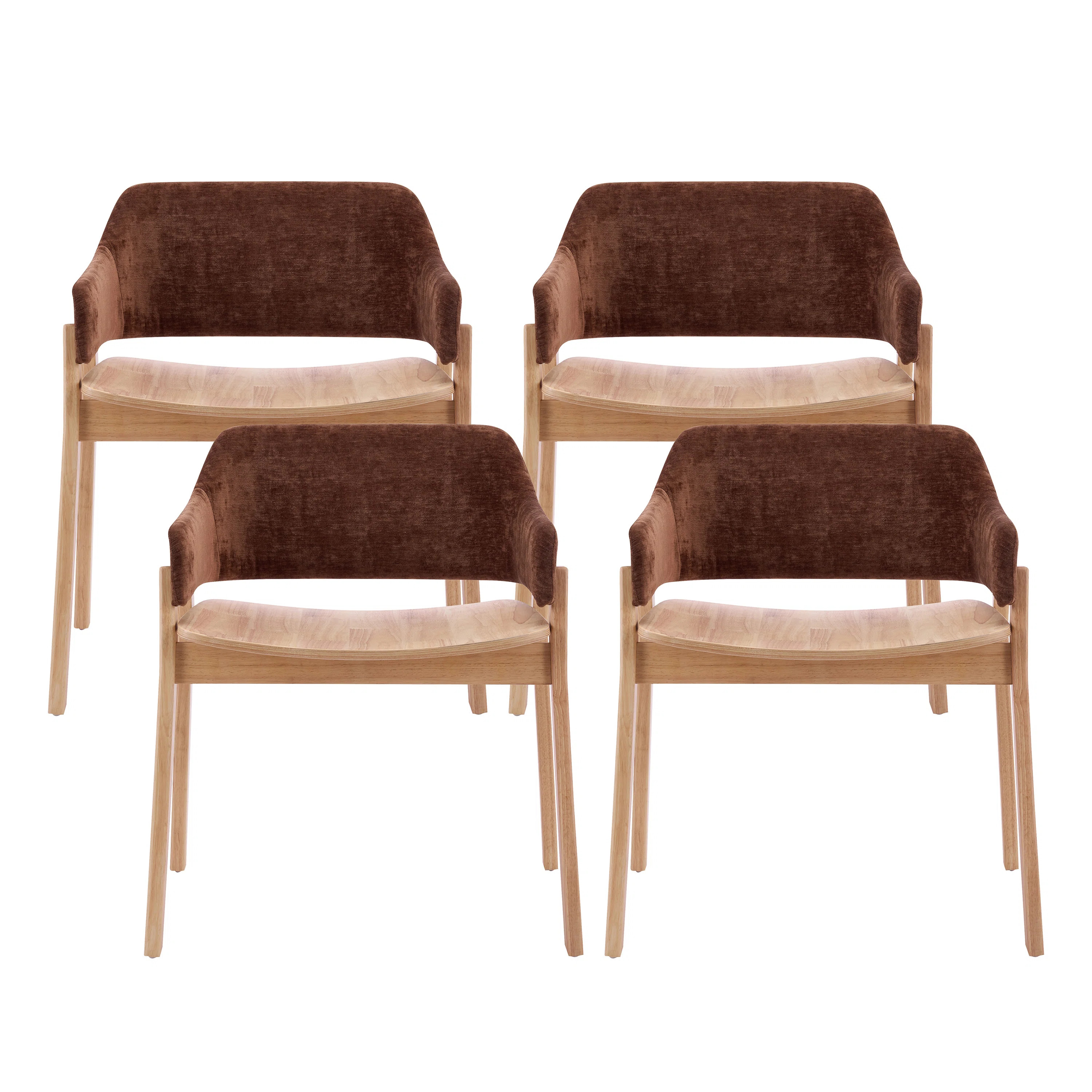 Montara Mid-Century Modern Upholstered Dining Armchairs with Rubberwood Frame | Wayfair North America