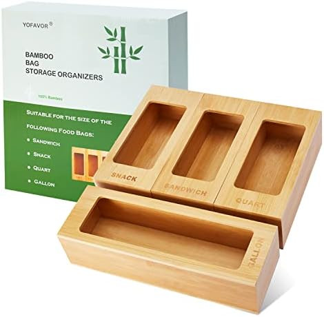 Ziplock Bag Organizer, Bamboo Baggie Organizer for Kitchen Drawer, Gallon,Quart,Sandwich & Snack ... | Amazon (US)