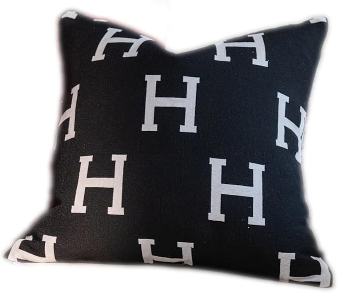 Croker Horse 18x18'' inches Throw Pillow Cushion Covers - Black Embroidery H Letter Luxury Modern... | Amazon (US)