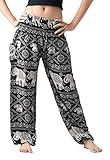 B BANGKOK PANTS Women's Harem Pants Bohemian Clothing Hippie Boho Elephant Pant Beach Casual Smocked | Amazon (US)