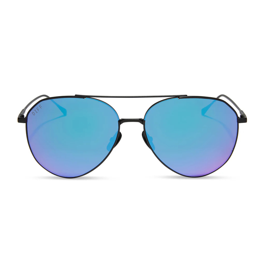 COLOR: matte black   purple mirror sunglasses | DIFF Eyewear