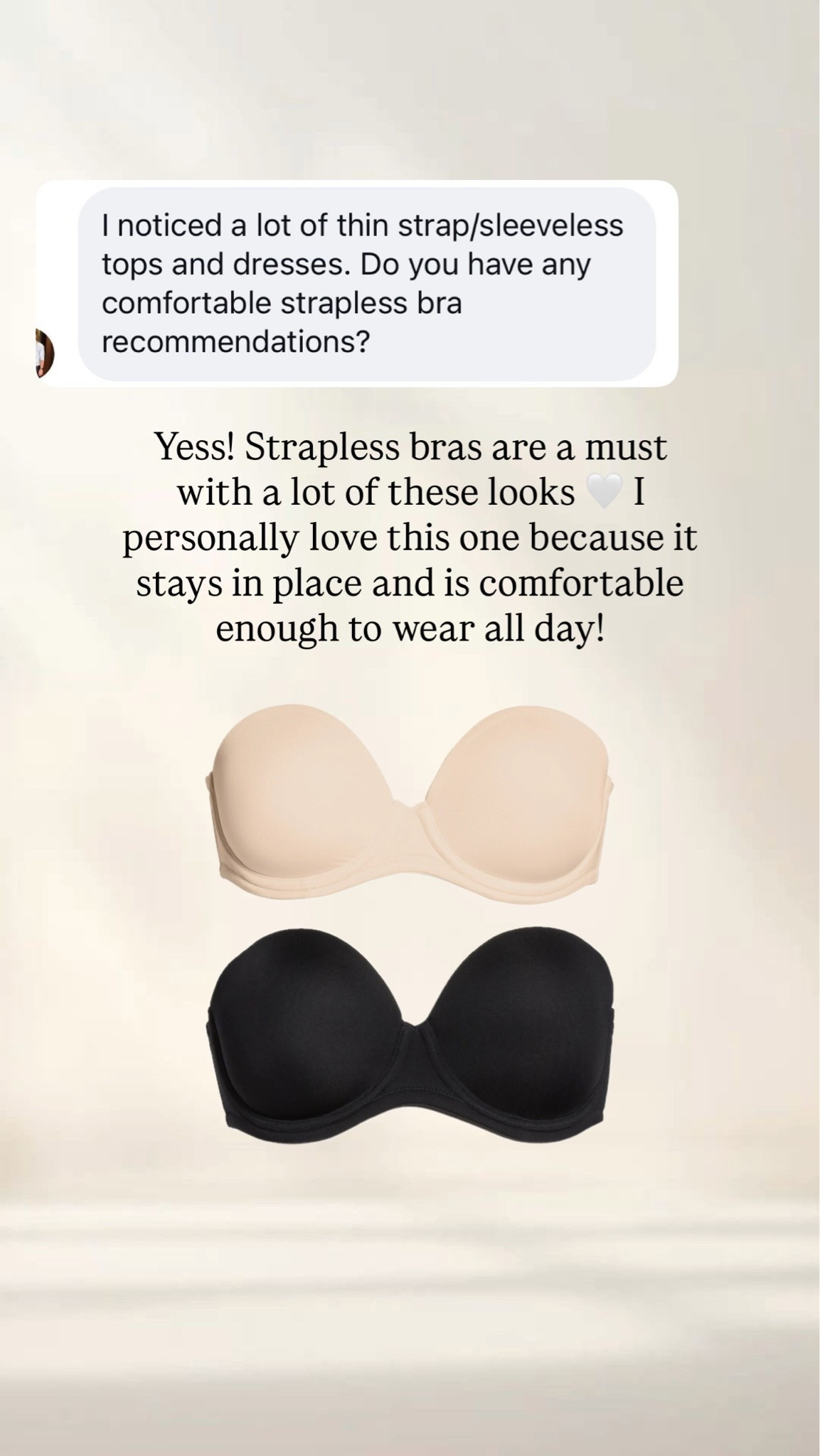Yess! Strapless bras are a must with a lot of these looks personally love this one because it stays in place and is comfortable enough to wear all day!

#LTKU #LTKSeasonal #LTKootd