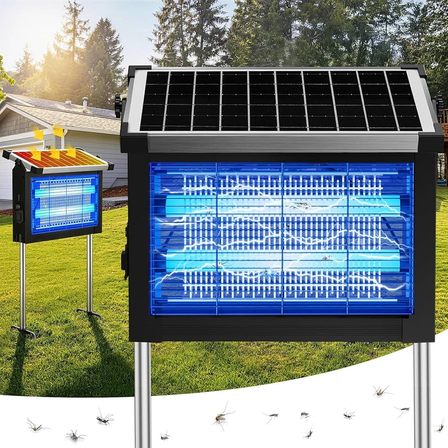 Solar Bug Zapper Outdoor, 4500V Solar Mosquito Zapper for Outdoor & Indoor, 1/2 Acre Coverage Cor... | Amazon (US)