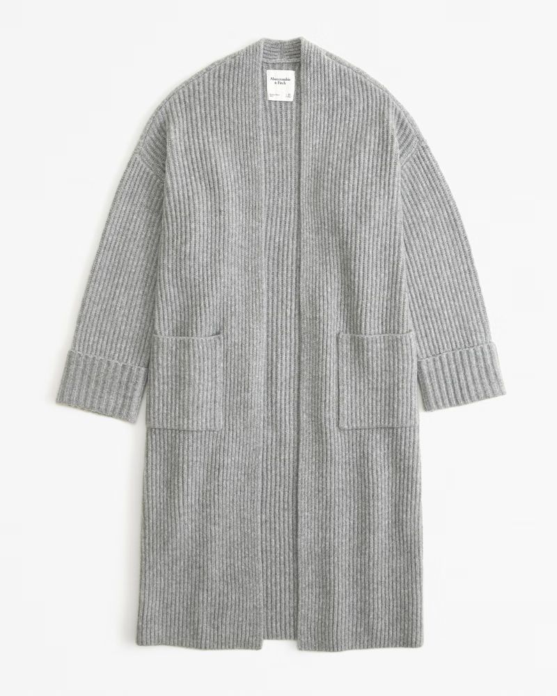Abercrombie & Fitch Women's Ribbed Duster Cardigan in Grey - Size XS | Abercrombie & Fitch (US)