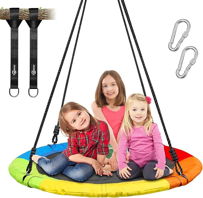Trekassy 700lb 40 Inch Saucer Tree Swing for Kids Adults Outdoor 900D Oxford Waterproof with 2pcs... | Amazon (US)