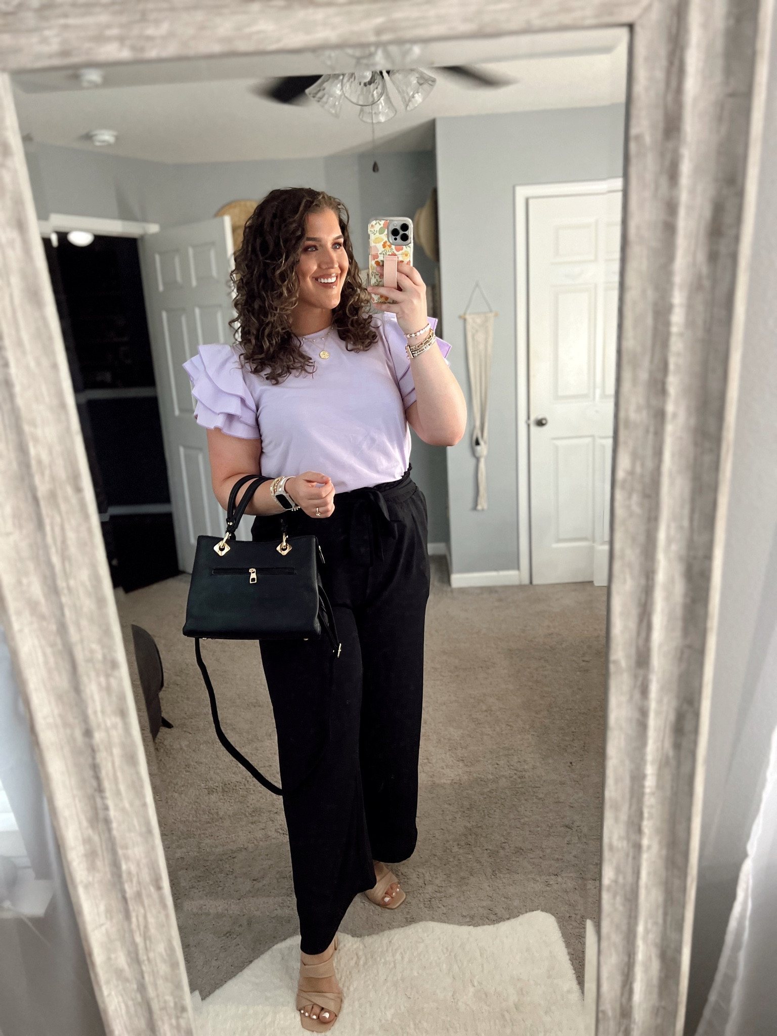 Midsize business casual OOTD for jury duty 💜✨👜 
Top: XL 
Pants: XL 
#midsizeoutfits #ootd #businesscasual #workwear #slacks #trousers #blouse #teacheroutfits 

#LTKBacktoSchool #LTKworkwear #LTKcurves