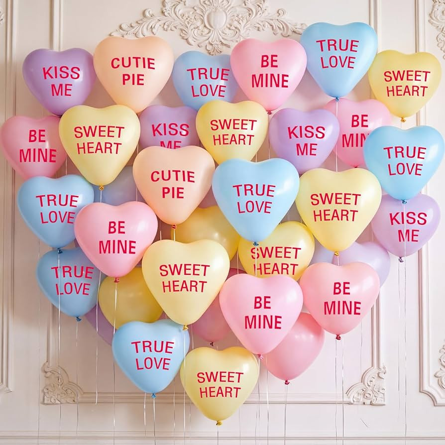 Libima 60 Pcs Valentine's Day Heart Balloons 12 Inch 6 Colors Latex Conversation Heart Balloons f... | Amazon (US)