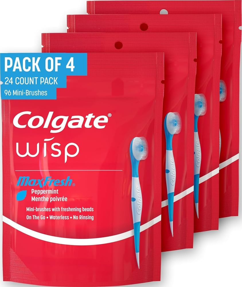 Colgate Wisp Disposable Toothbrushes for Travel, Pack of 4, 96 Total Count | Amazon (US)
