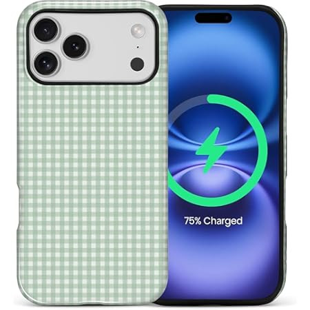 for iPhone 17 Pro Max Case,Compatible with MagSafe,Dual-Layer Hard Shell + Silicone Cover,Full Body Protection Shockproof Case for iPhone 17 Pro Max-Green Gingham Retro Checkered | Amazon (US)