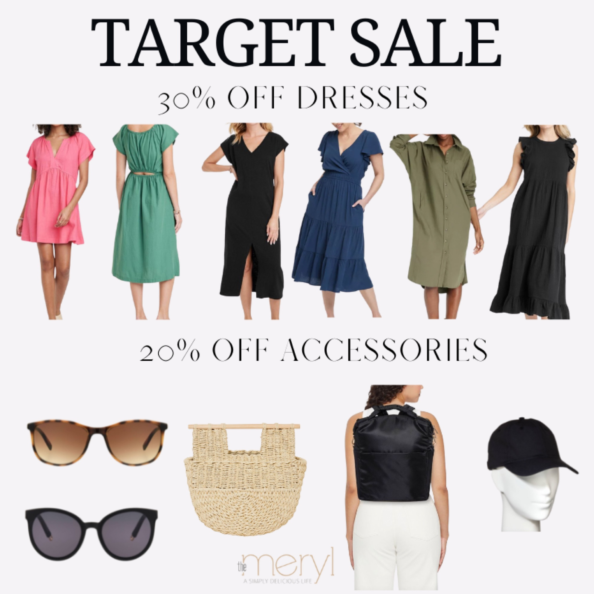 Target Sale - 30% off dresses & 20% off accessories. 
Summer dress, sunglasses, cat eye sunglasses, spring dress, midi dress, maxi dress, straw bag, woven bag, tortoise sunglasses, Target, cut out dress, pockets, backpack

#LTKsalealert #LTKFind #LTKstyletip