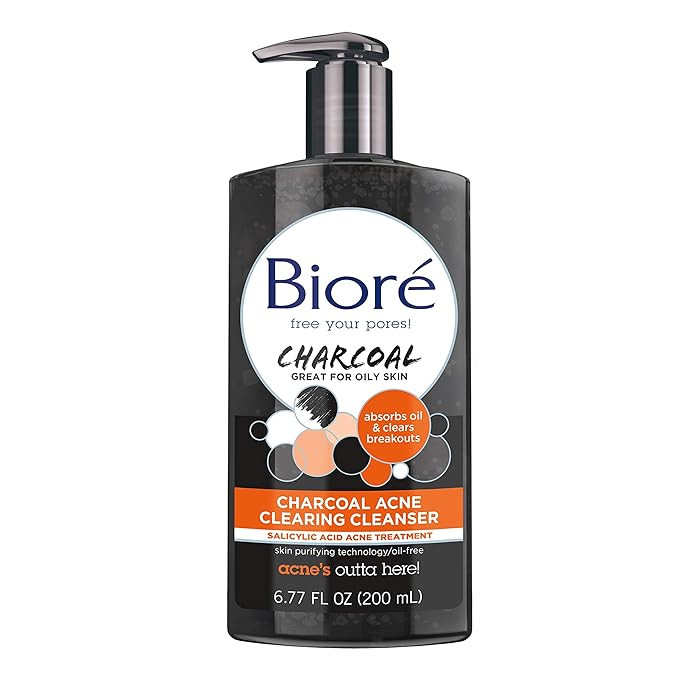 Bioré Charcoal Acne Clearing Face Wash, 6.77 Ounce, 1% Salicylic Acid Acne Treatment, Helps Prev... | Amazon (US)