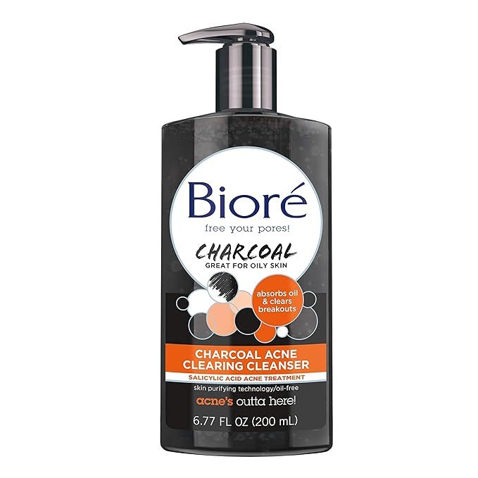 Bioré Charcoal Acne Clearing Face Wash, 6.77 Ounce, 1% Salicylic Acid Acne Treatment, Helps Prev... | Amazon (US)